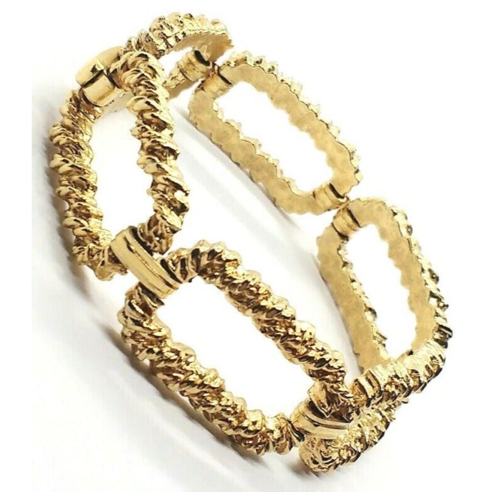 Mid Century Vintage Crown Trifari Gold Plated Chain Link Bracelet Statement